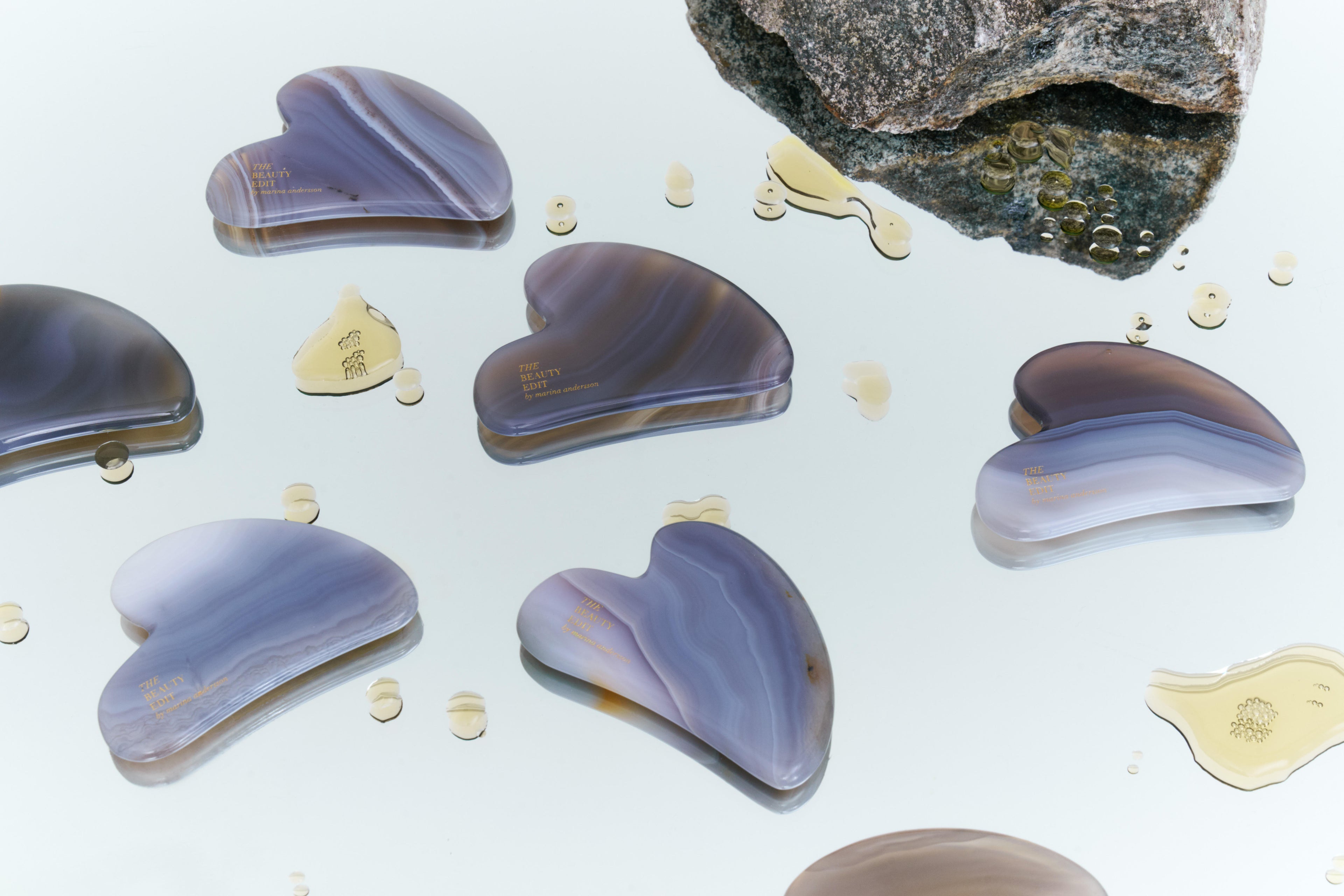 Grey Agate GUA SHA stone unique in its design. No stone looks identical but with the same rejuvenating benefits